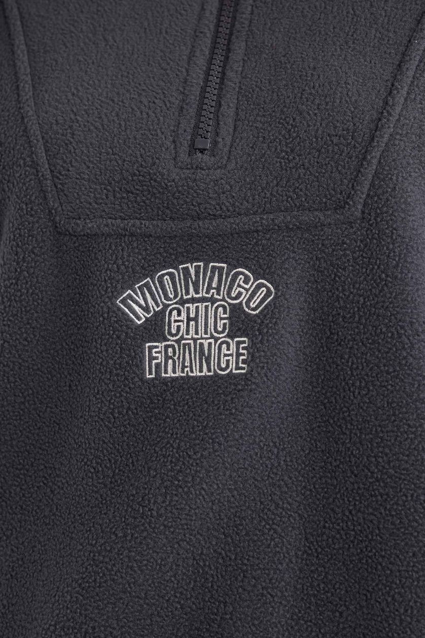 حريمي أنثرا سويت شيرت اوفر سايز بياقة واقفة بسحاب بنصف سحاب