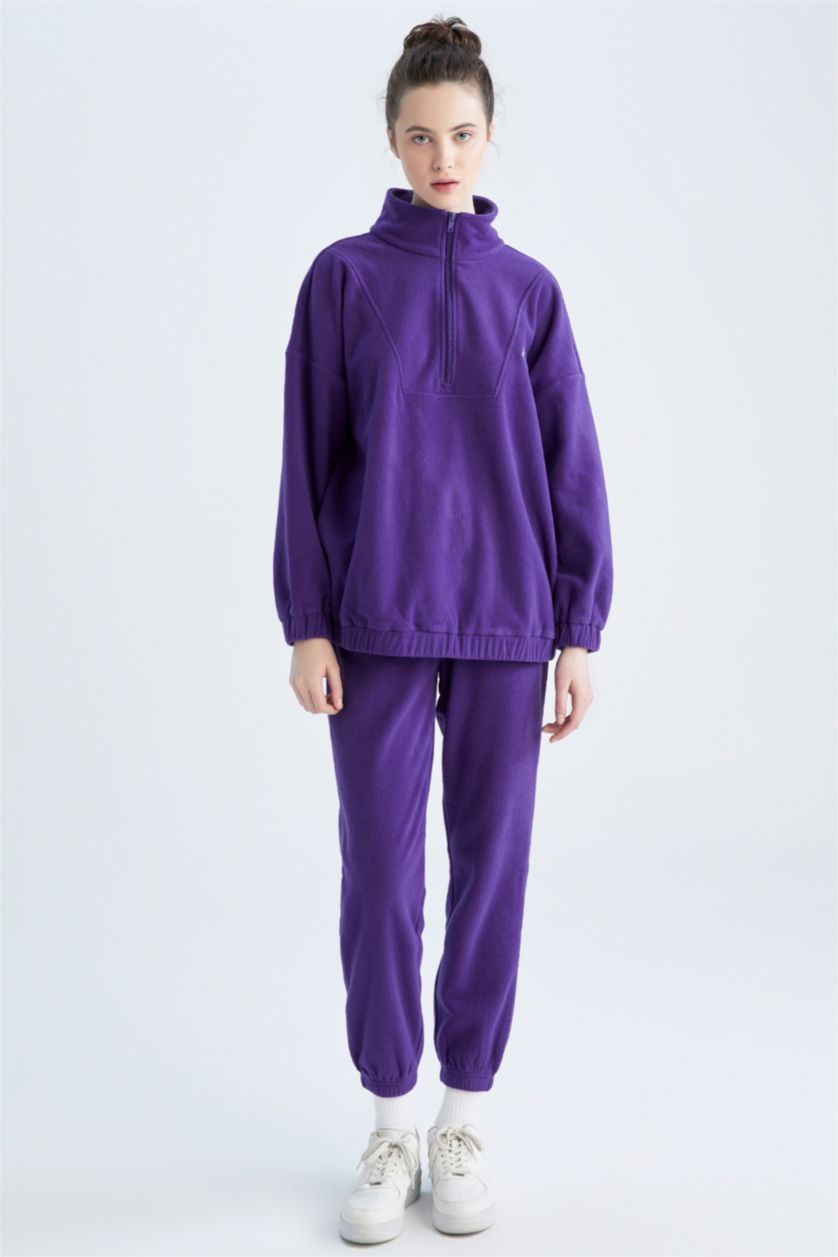 FEMME Violet Pantalon De Survêtement Coupe Classique En Laine