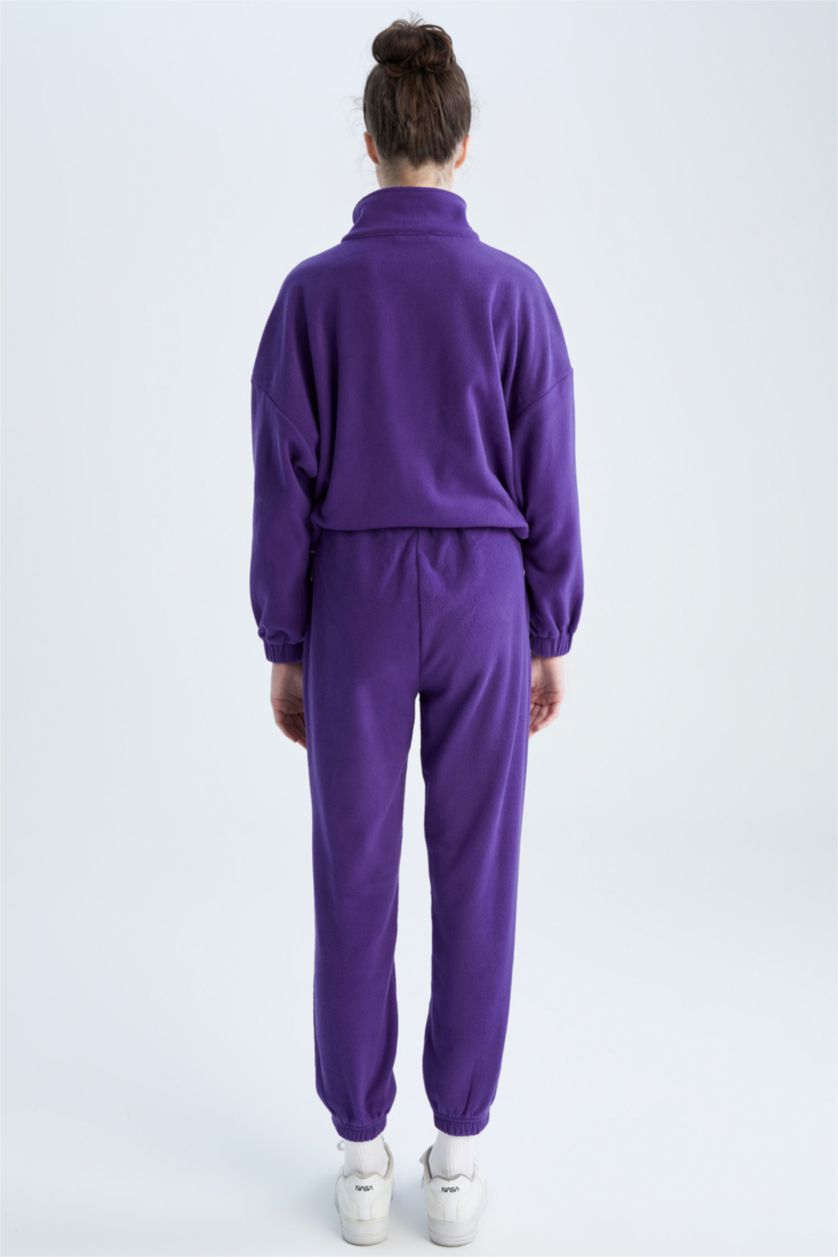 FEMME Violet Pantalon De Survêtement Coupe Classique En Laine