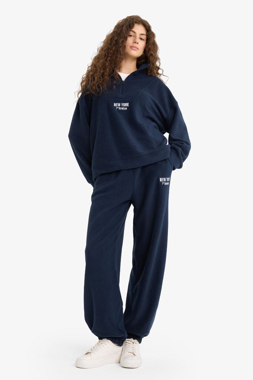 Woman NAVY Standard Fit Tie Waist Fleece Sweatpants