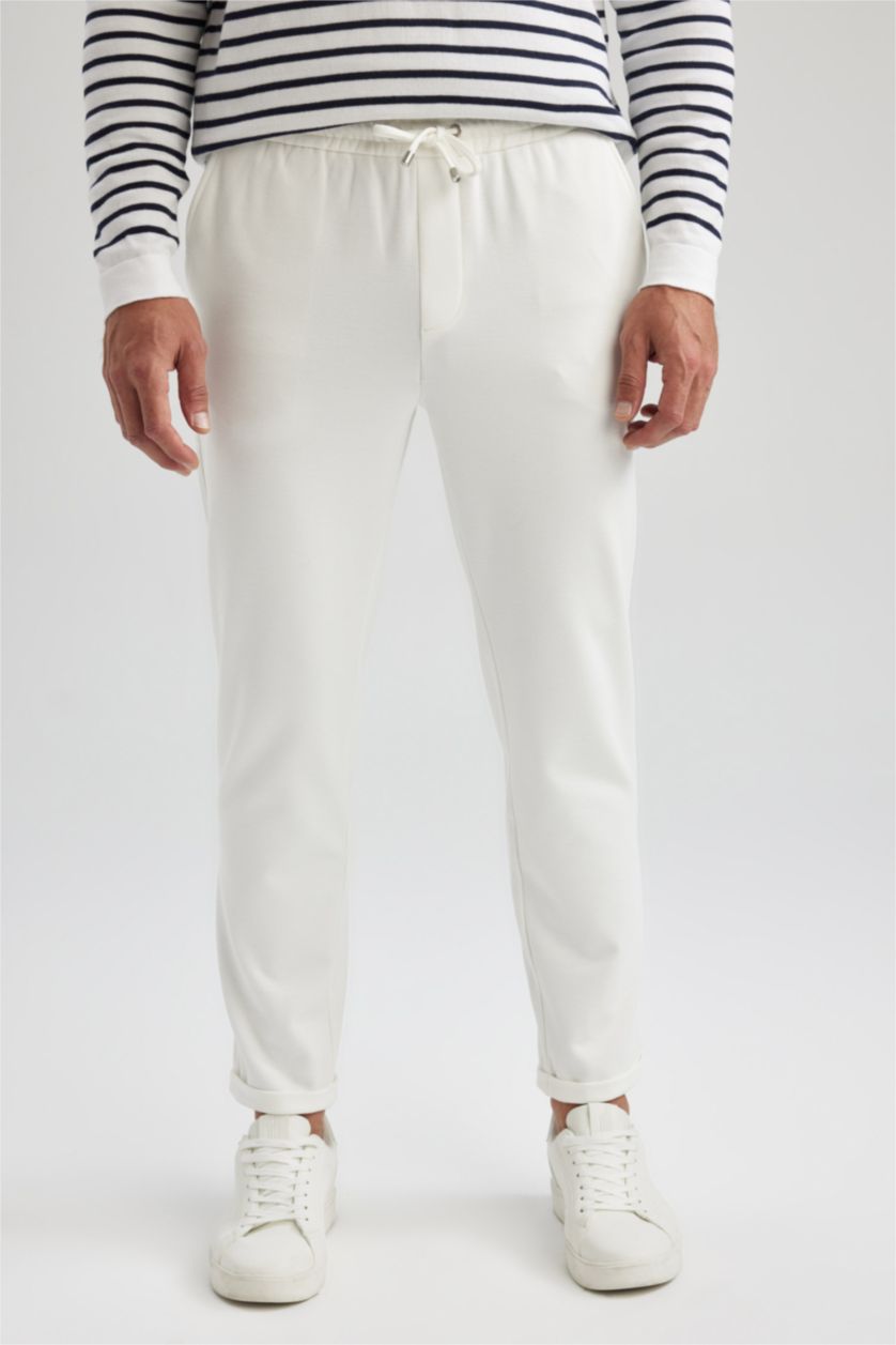 Erkek Kırık Beyaz Jogger Fıt Pantolon