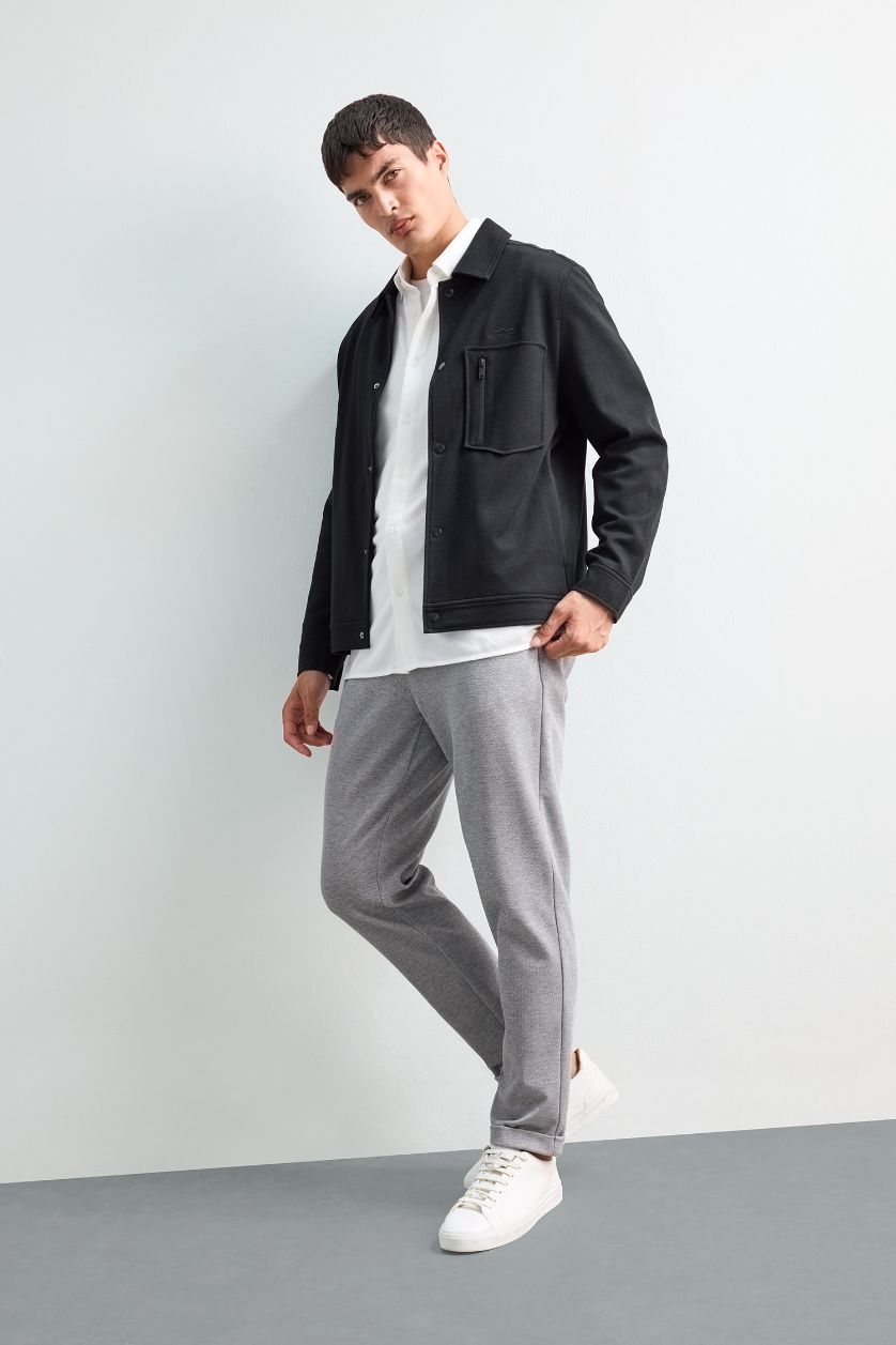 MAN Grey Melange Jogger Fit Stretch Fabric Double Leg Trousers