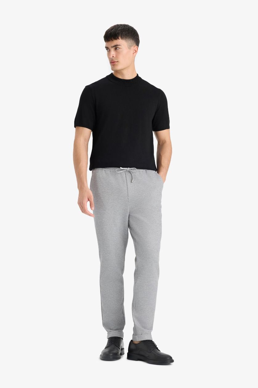 MAN Grey Melange Jogger Fit Stretch Fabric Double Leg Trousers