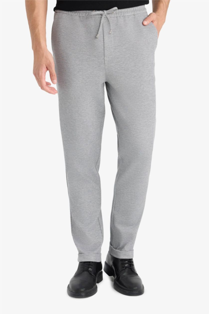 MAN Grey Melange Jogger Fit Stretch Fabric Double Leg Trousers