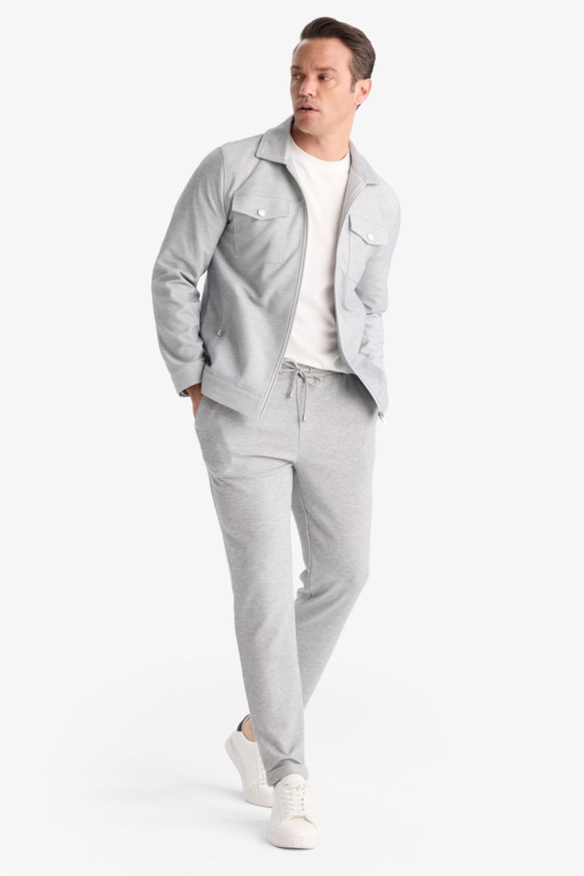 Erkek Gri Jogger Duble Paça Yazlık Rahat Esnek Kumaş Pantolon