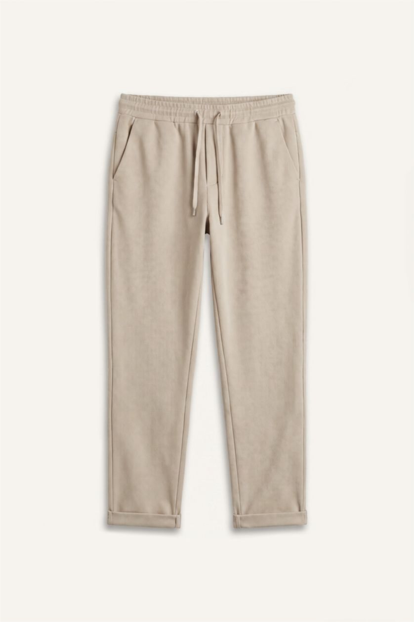 Men Beige Tailored Fit Trousers