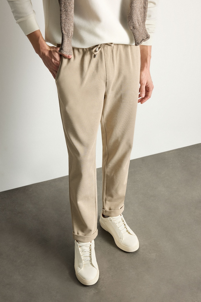 MAN Beige Tailored Fit Double Hem Trousers