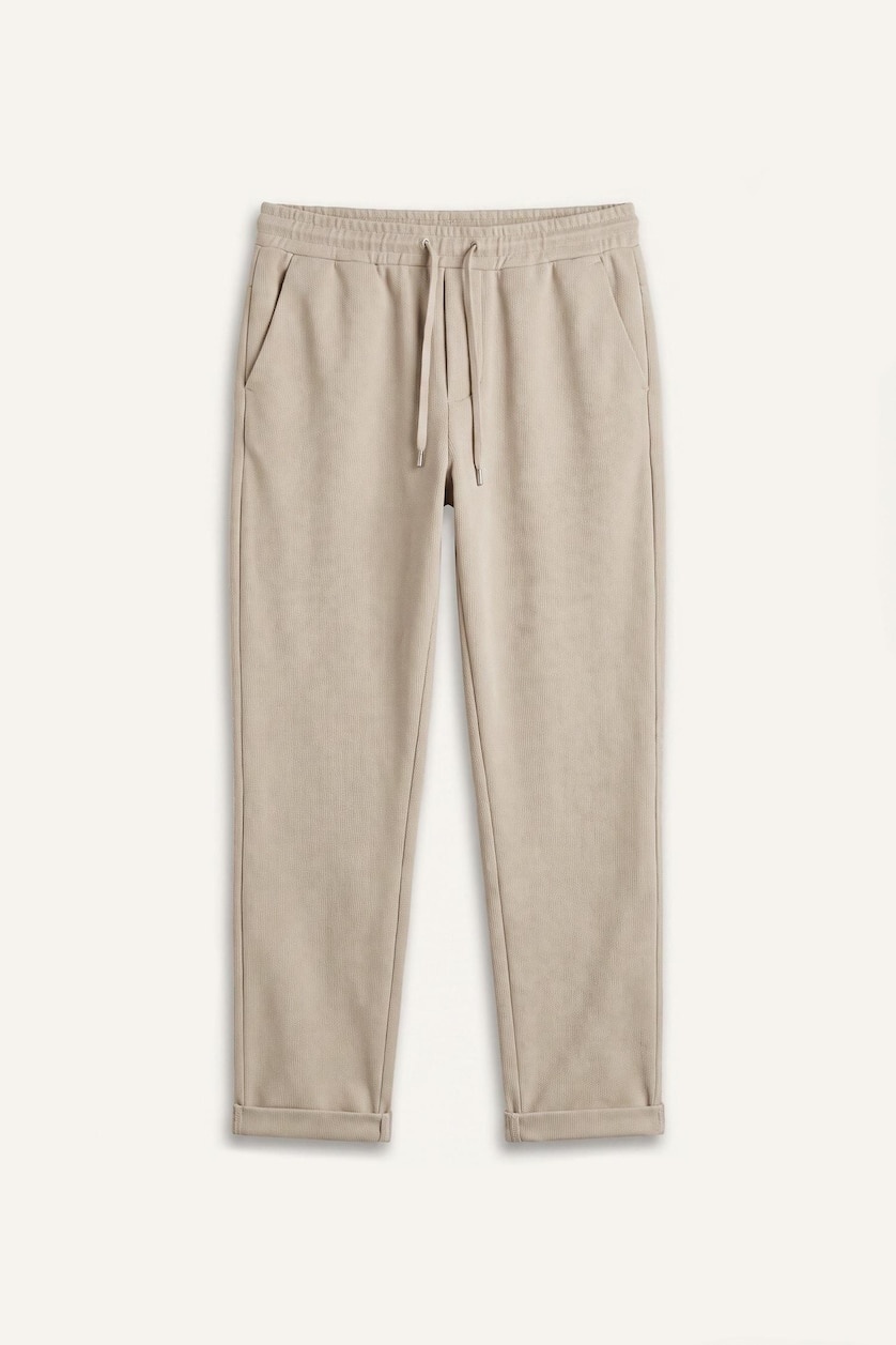 MAN Beige Tailored Fit Double Hem Trousers
