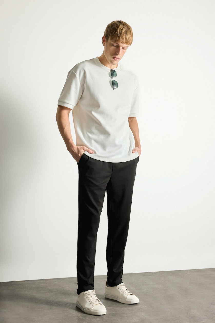 MAN Black Tailored Fit Double Hem Trousers