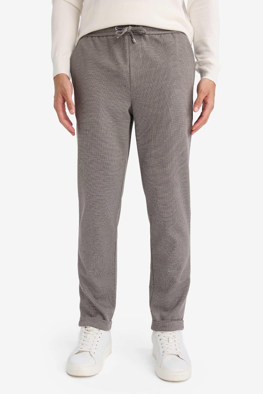 Ерлер Сұр Меланж Tailored Fit қайырмалы балақты шалбар