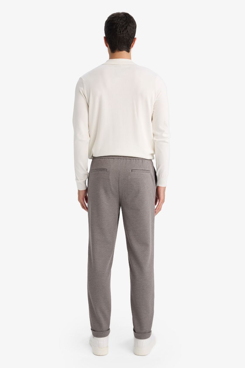 رجال ميلانج رمادي بنطرون قصة عادية برجل ضيقة وحافة مزدوجة