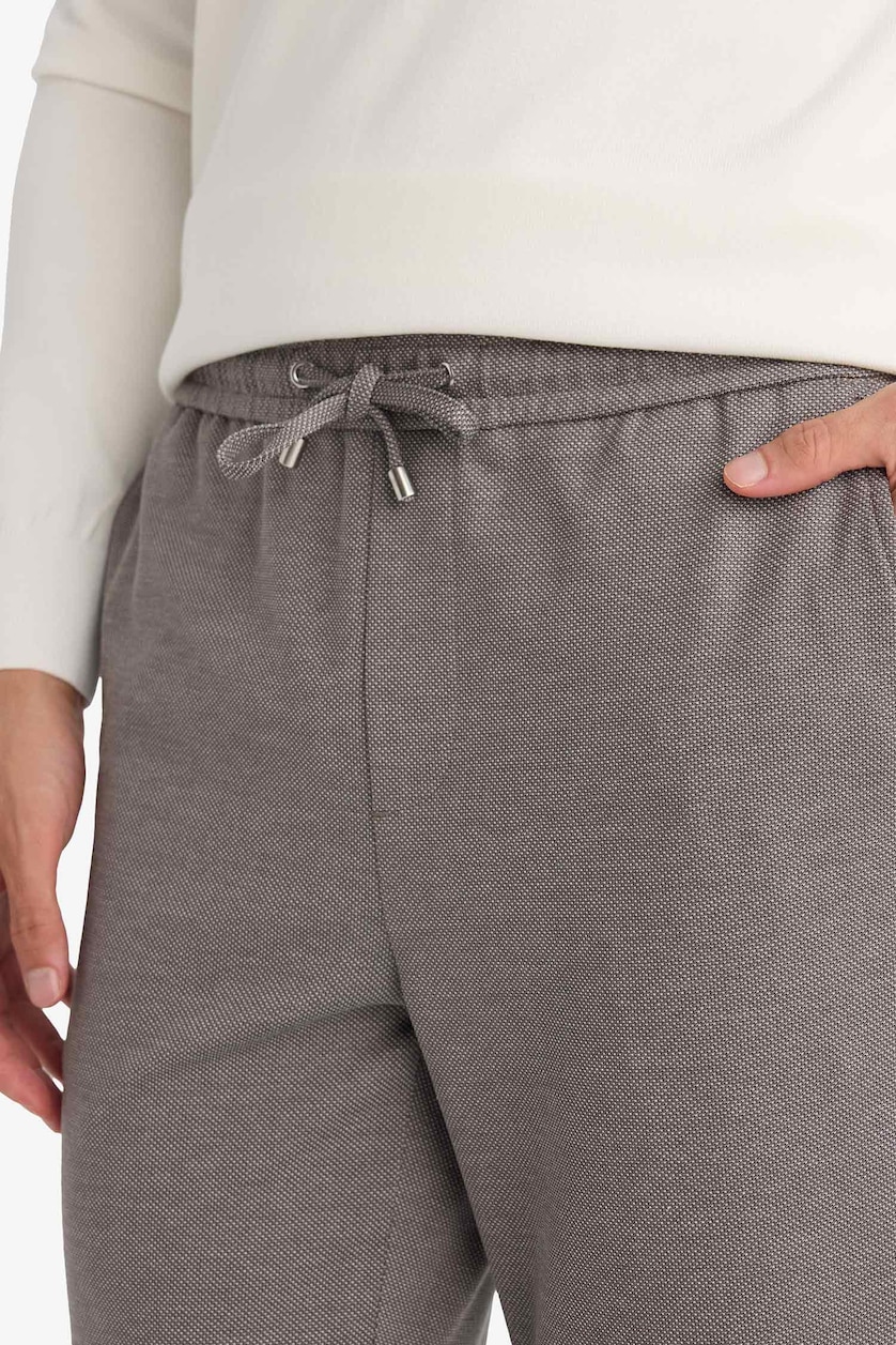 Ерлер Сұр Меланж Tailored Fit қайырмалы балақты шалбар