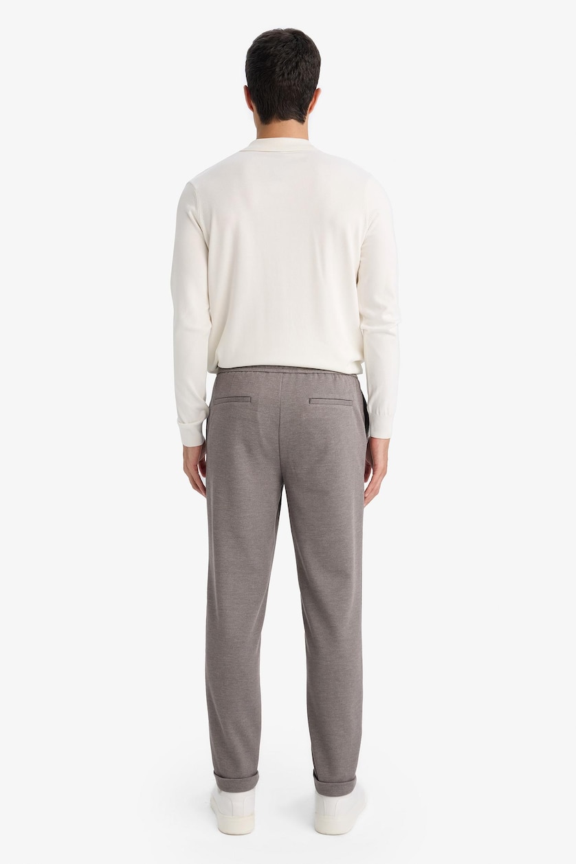 Ерлер Сұр Меланж Tailored Fit қайырмалы балақты шалбар