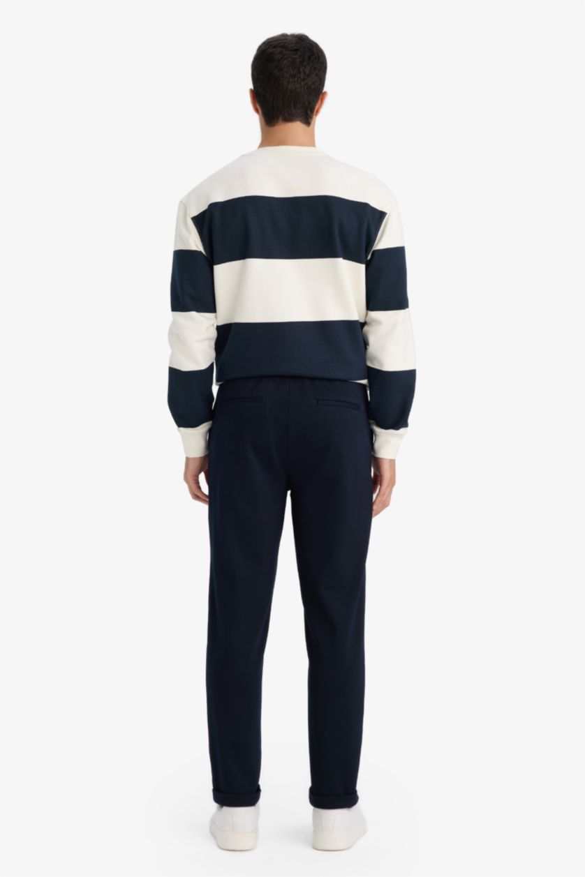 رجالي كحلي بنطلون سويت بانتس بخصر برباط