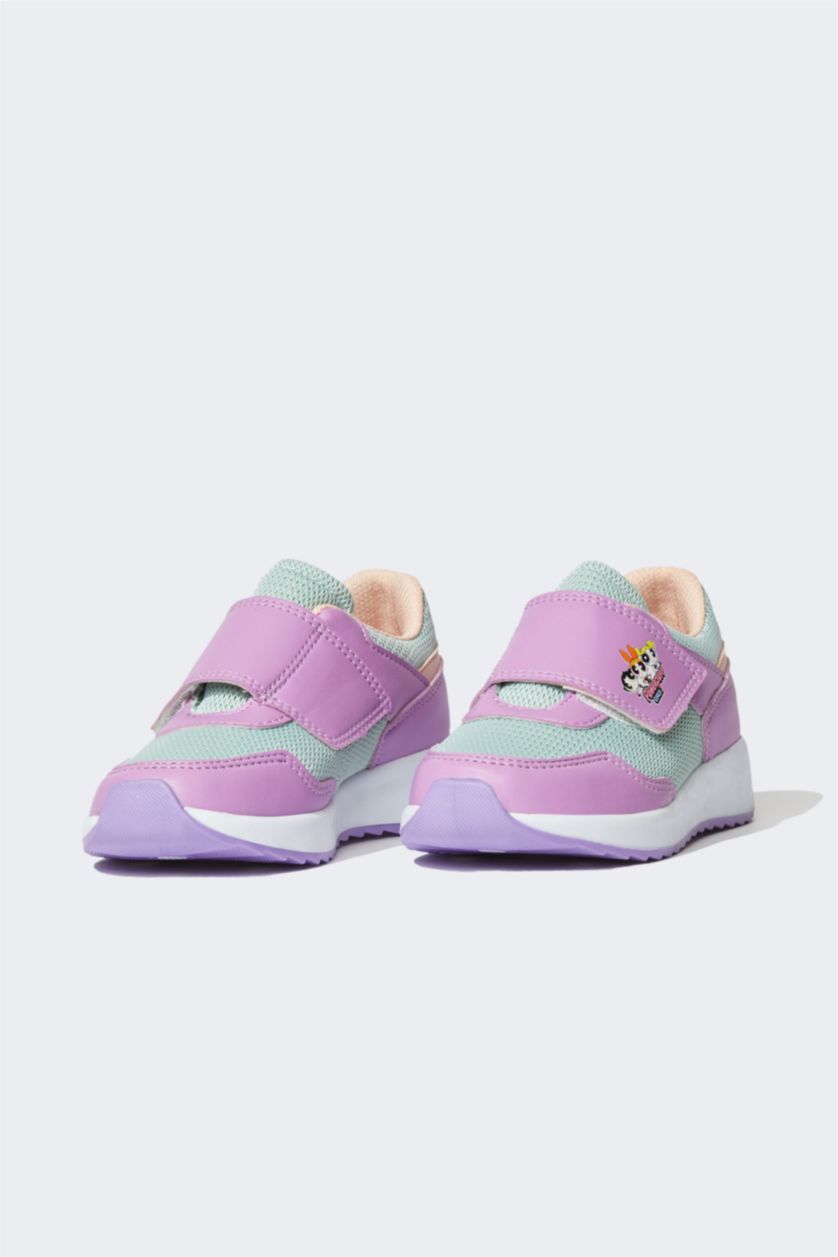 بنات أرجواني حذاء رياضي جلد صناعي برباط من باور باف جيرلز