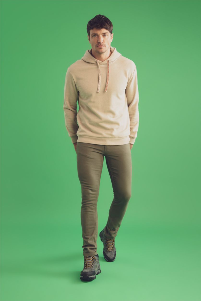 Мужчины Бежевый меланж Свитшот свободного кроя с капюшоном