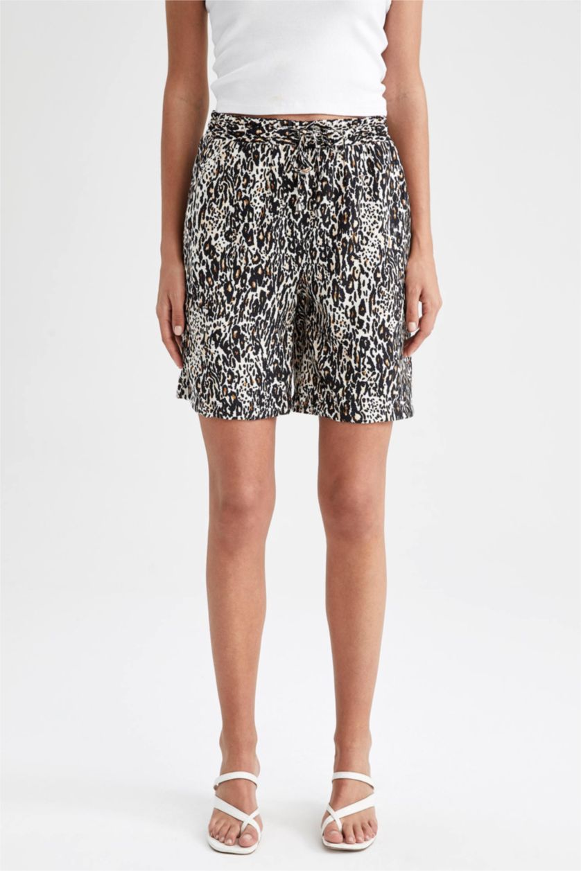 WOMAN Ecru Linen Look High Waist Short Leg Shorts