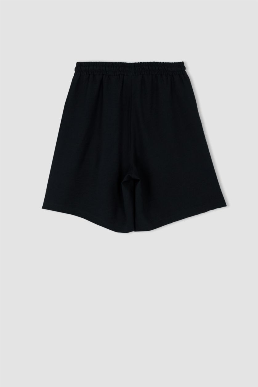 WOMAN Black Linen Look High Waist Short Leg Shorts