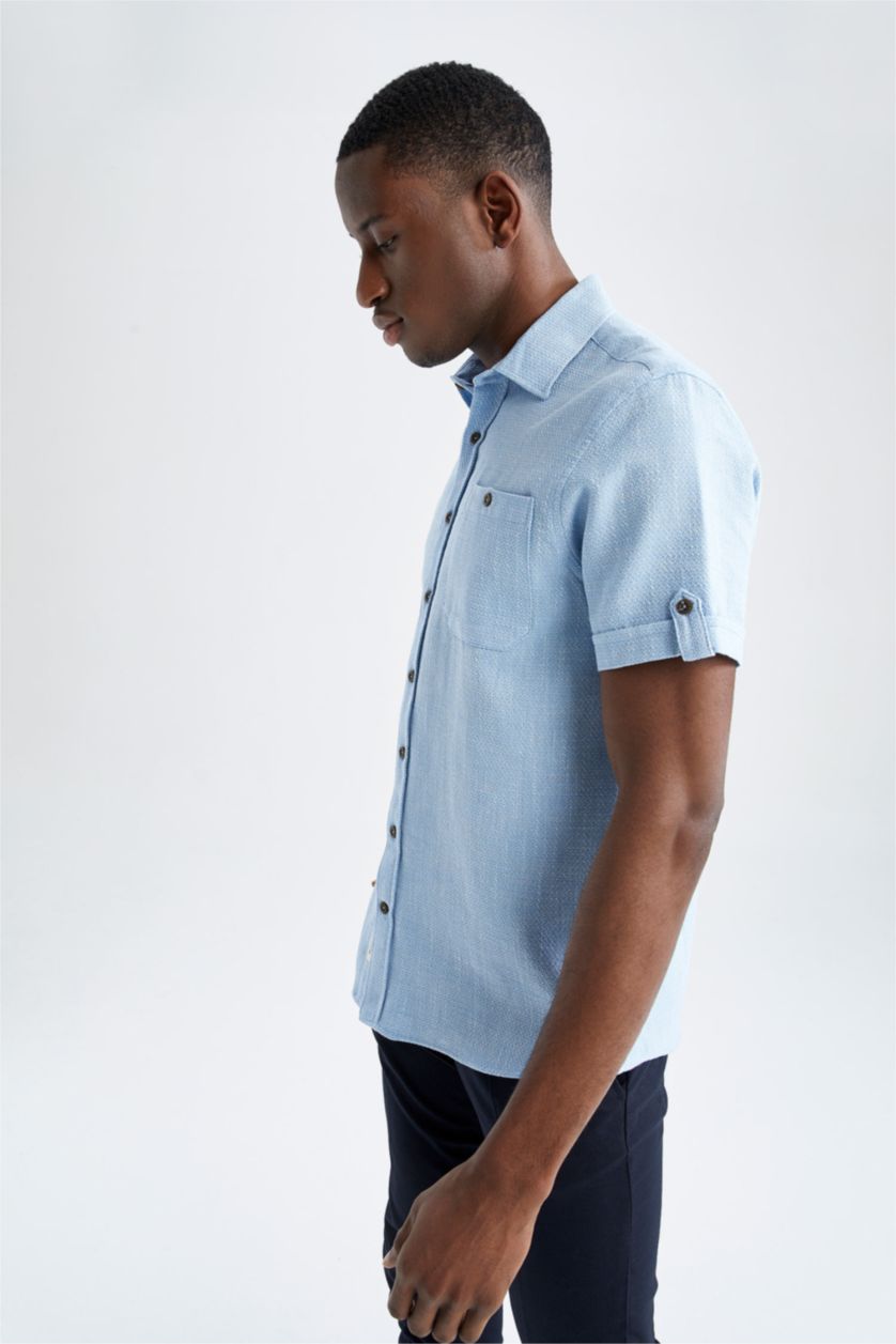 HOMME Bleu Chemise à manches courtes coupe classique