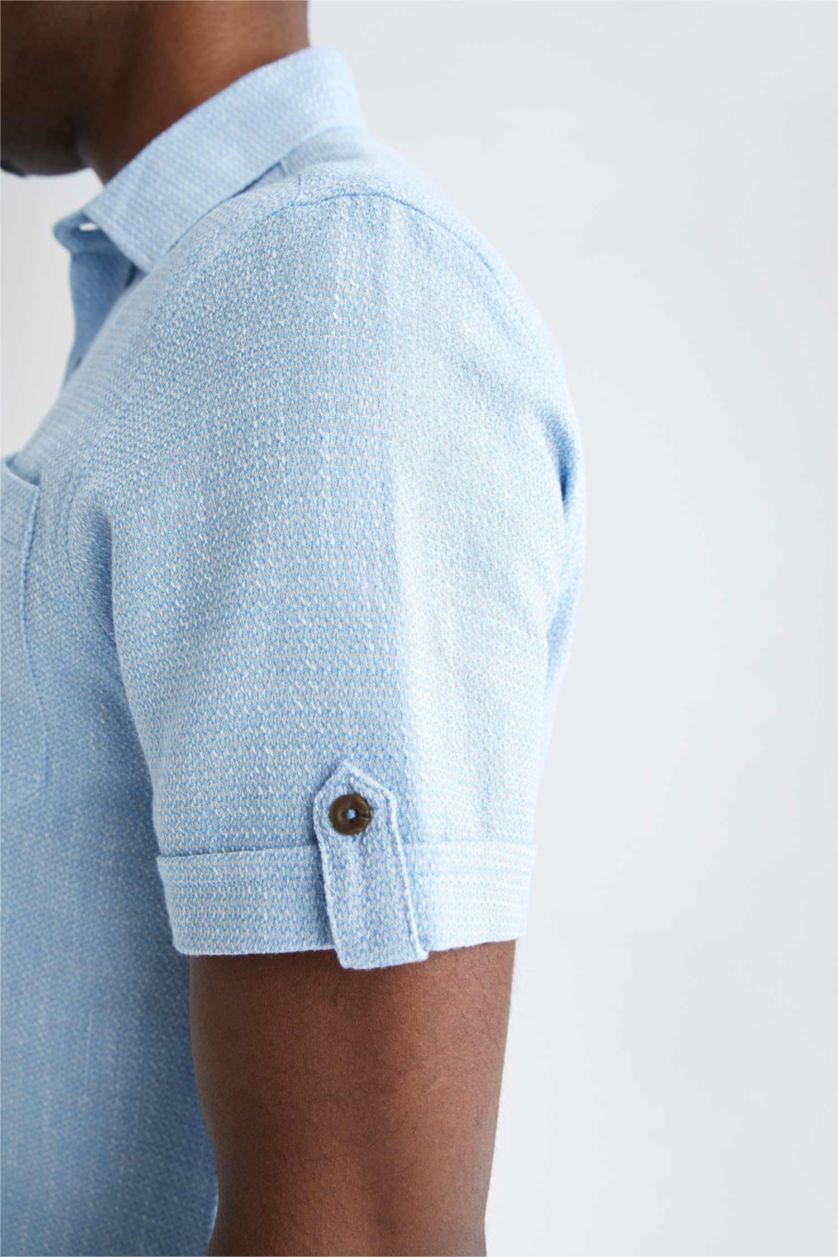 HOMME Bleu Chemise à manches courtes coupe classique