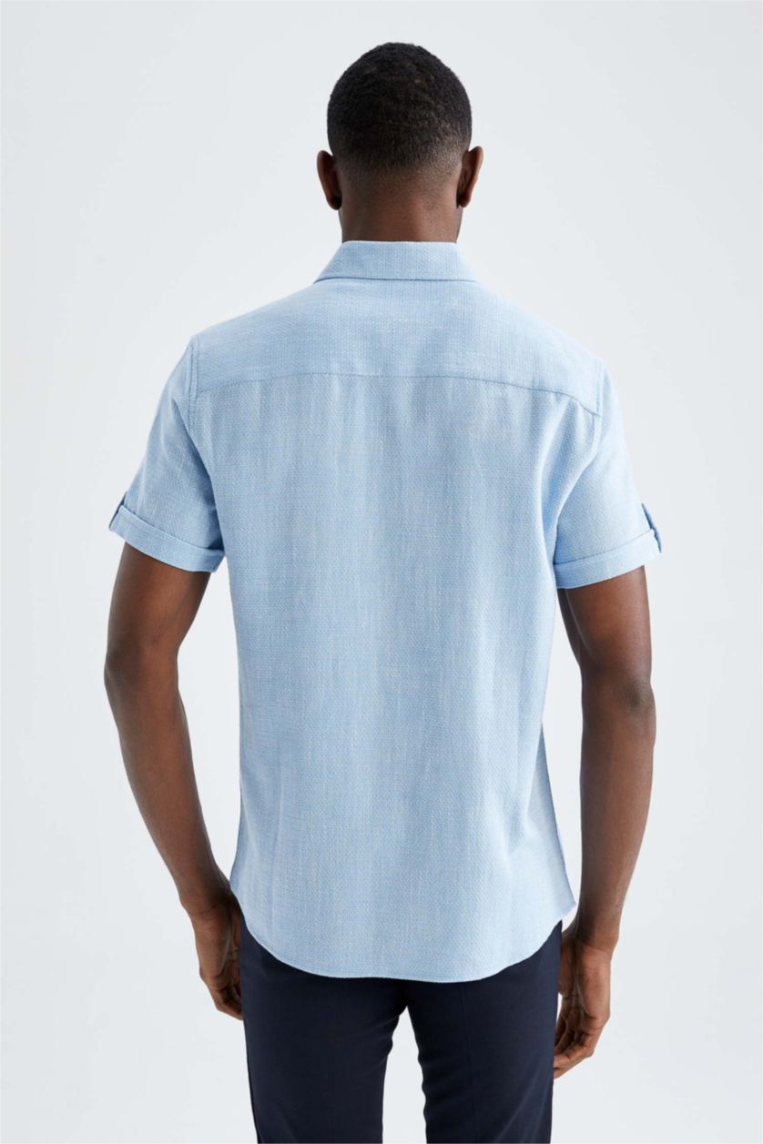 HOMME Bleu Chemise à manches courtes coupe classique