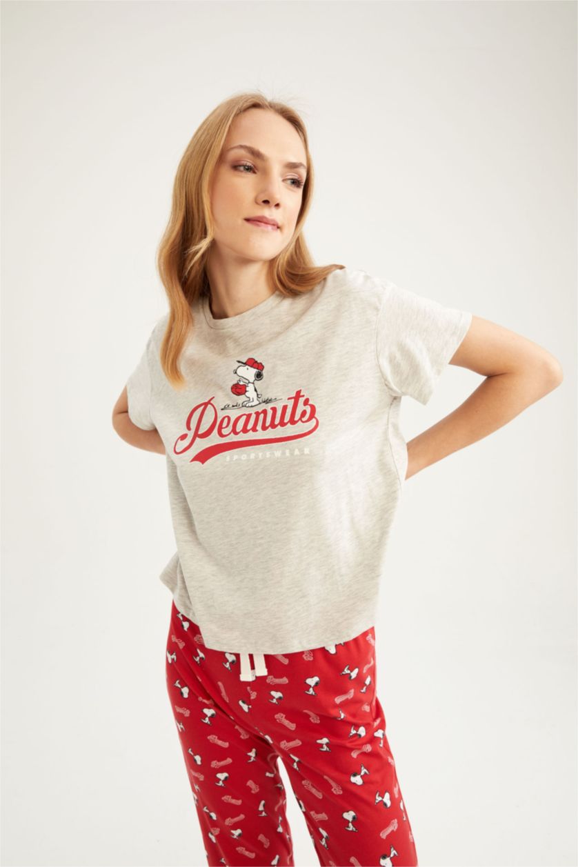 FEMME Rouge Ensemble En Tricot Coton Snoopy 2