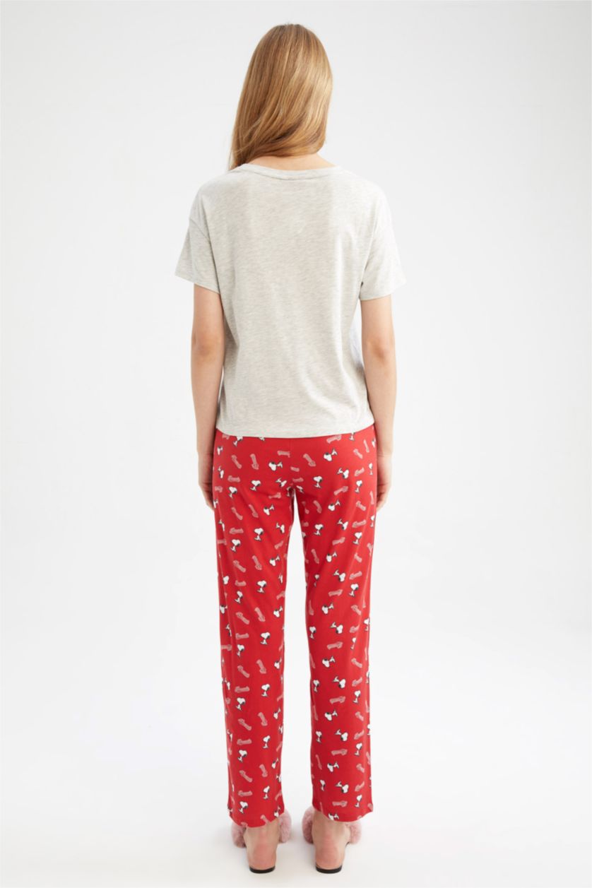 FEMME Rouge Ensemble En Tricot Coton Snoopy 2