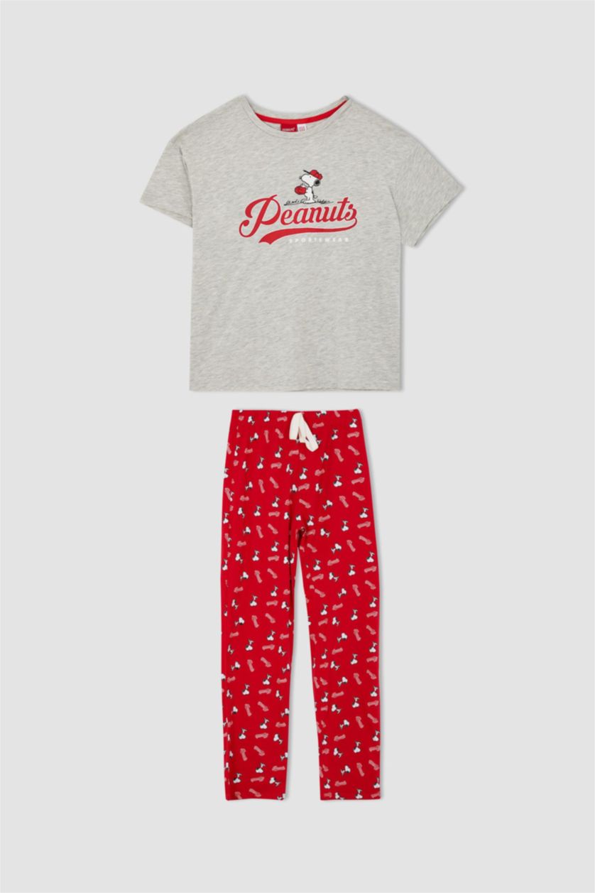 FEMME Rouge Ensemble En Tricot Coton Snoopy 2
