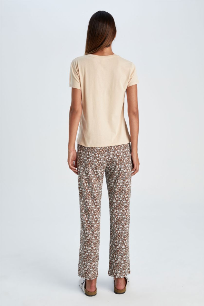 FEMME Marron Clair Ensemble En Tricot Coton 2