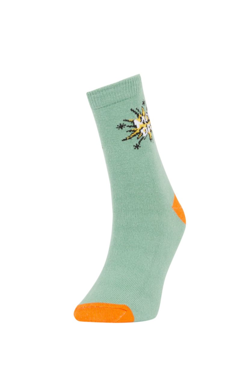 Erkek Çocuk - Genç Erkek Karma Erkek Çocuk Gün Baskılı 7'li Pamuklu Uzun Çorap