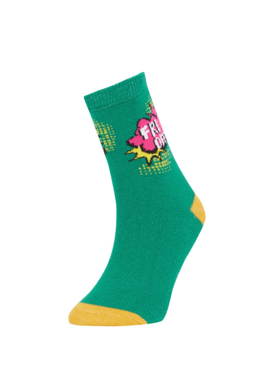 Erkek Çocuk - Genç Erkek Karma Erkek Çocuk Gün Baskılı 7'li Pamuklu Uzun Çorap