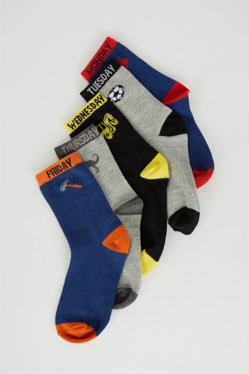 Мальчики и подростки Разноцветный Длинные носки из хлопка для мальчиков, 5 пар