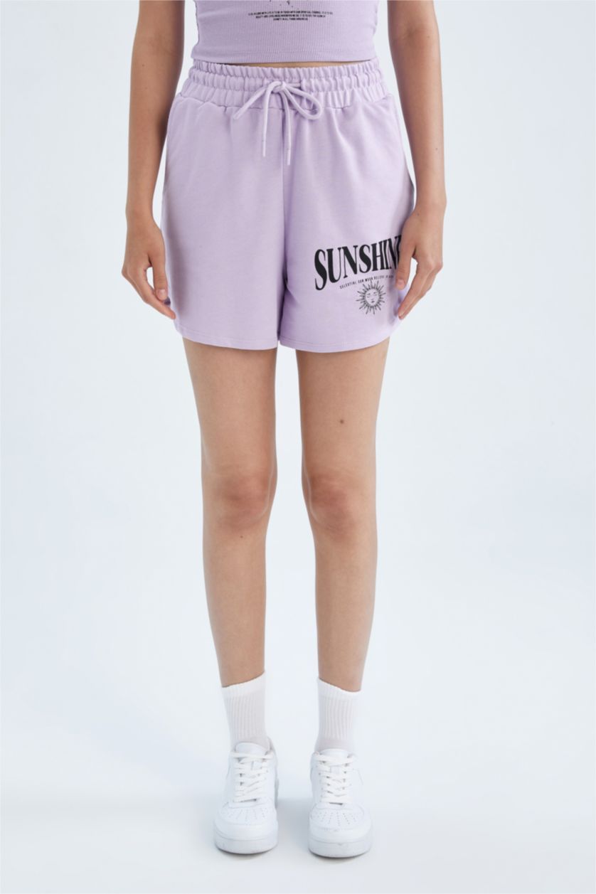 FEMME Violet Clair Short Imprimé