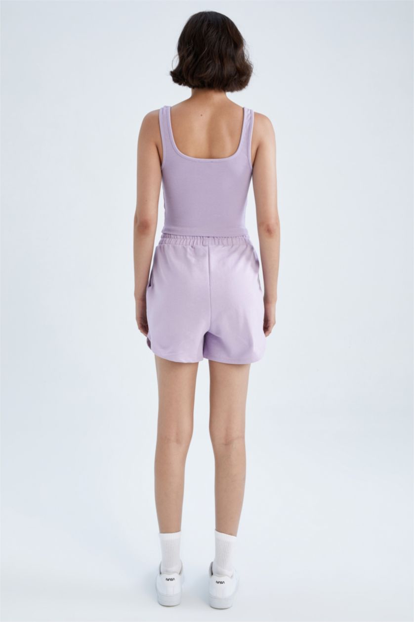 FEMME Violet Clair Short Imprimé