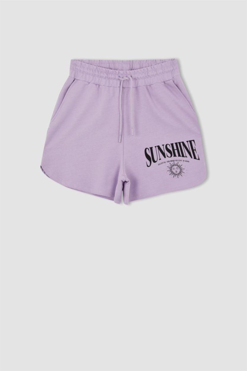 FEMME Violet Clair Short Imprimé