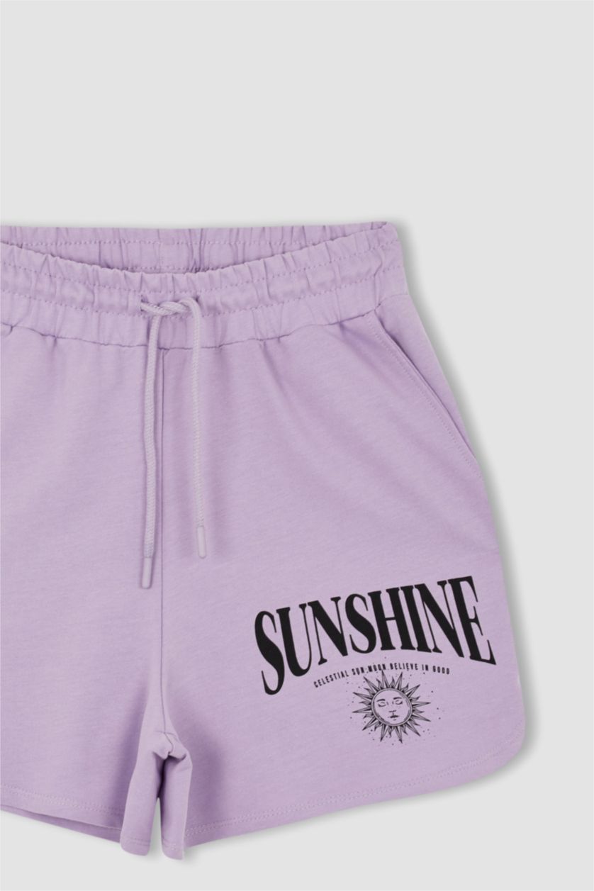 FEMME Violet Clair Short Imprimé