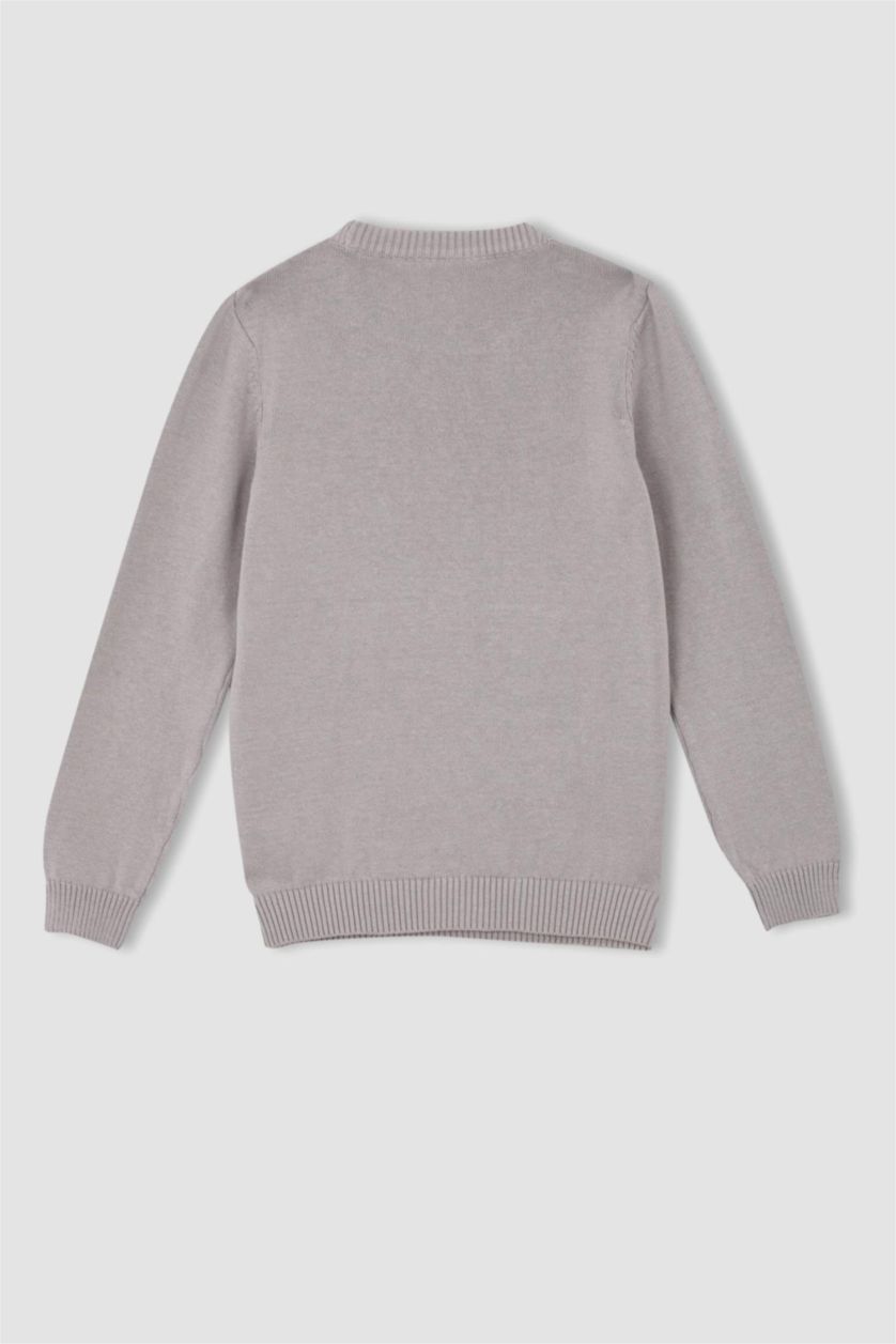 GIRLS & TEENS Light Grey Melange بلوفر تريكو قصة عادية