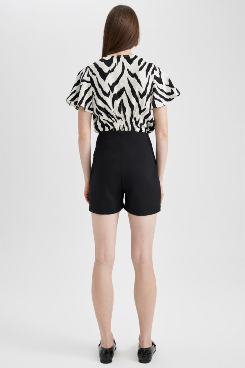 WOMAN Black Regular Fit High Waist Short Leg Shorts