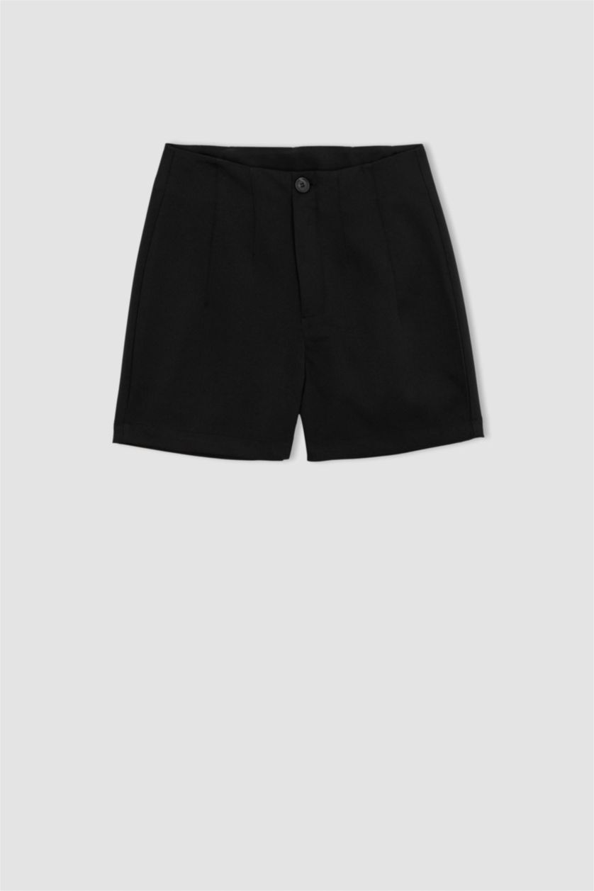 WOMAN Black Regular Fit High Waist Short Leg Shorts