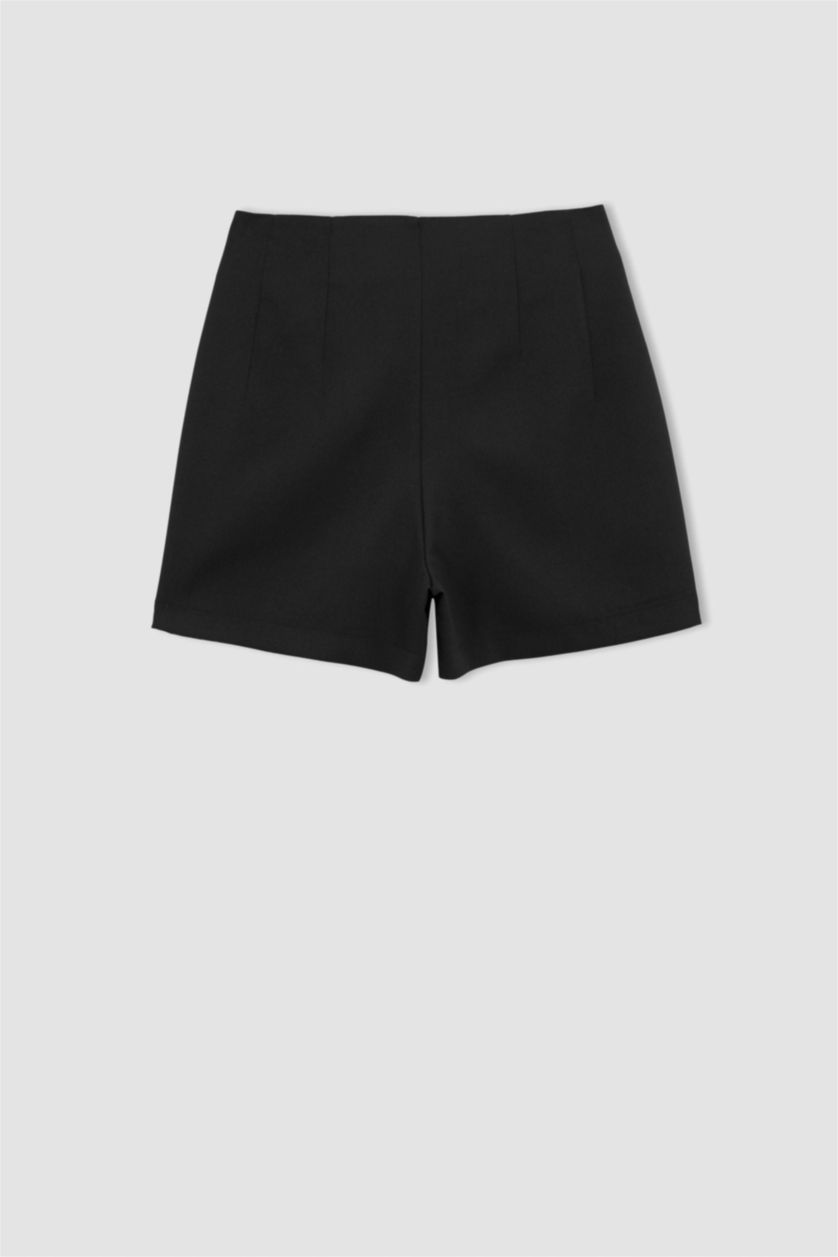WOMAN Black Regular Fit High Waist Short Leg Shorts