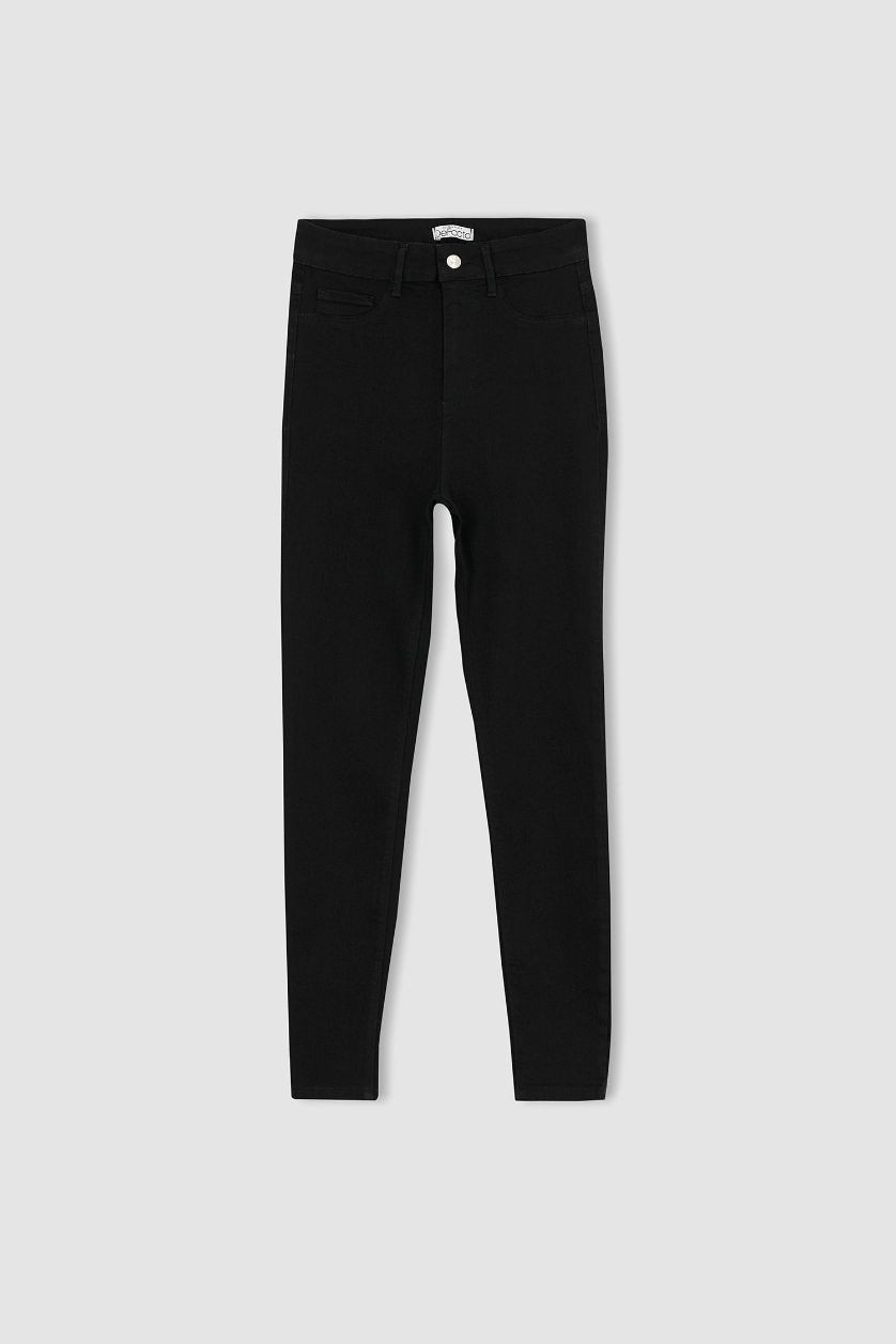 Woman Black Super Skinny Fit High Waist Jeans