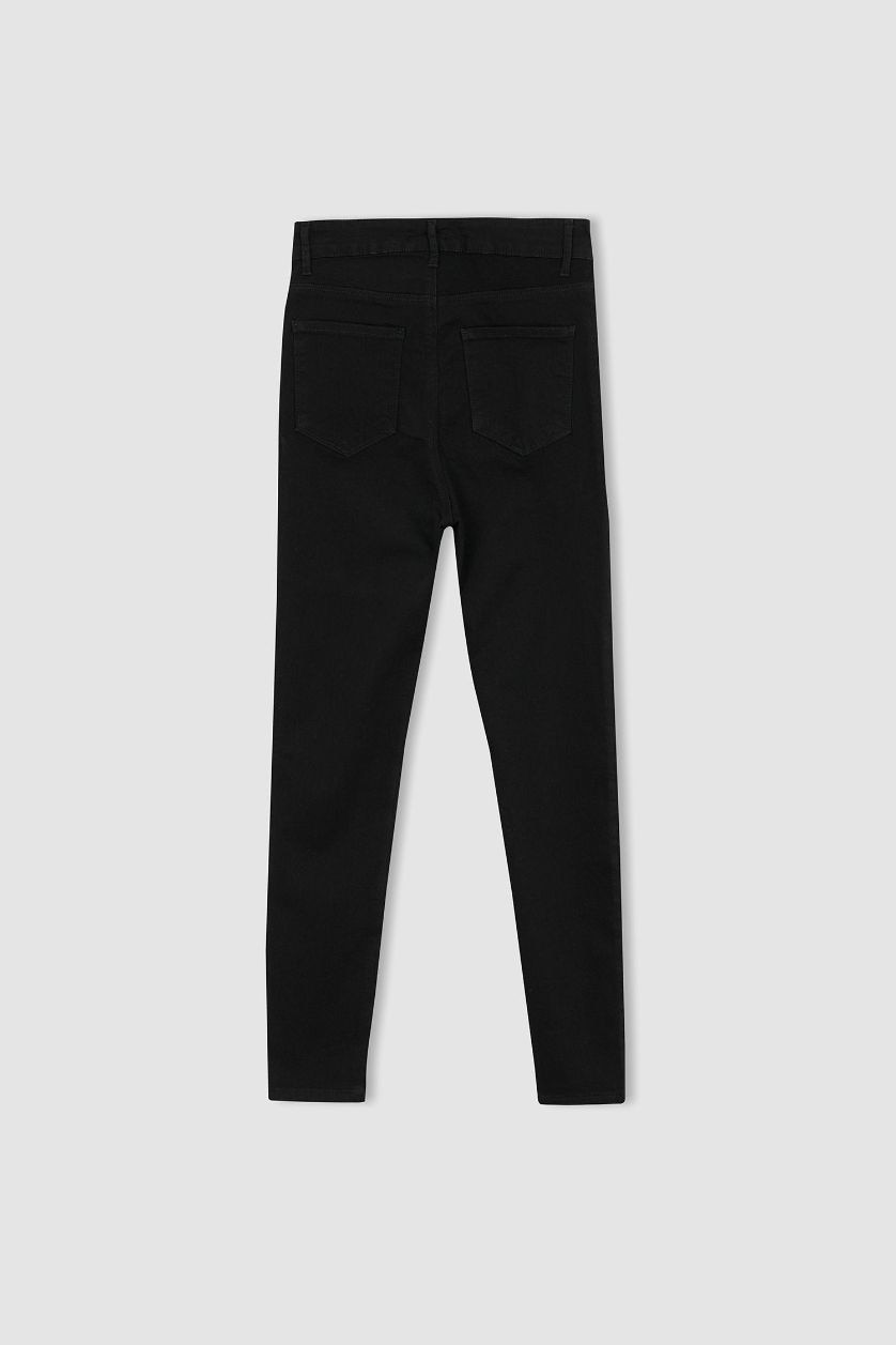 Woman Black Super Skinny Fit High Waist Jeans