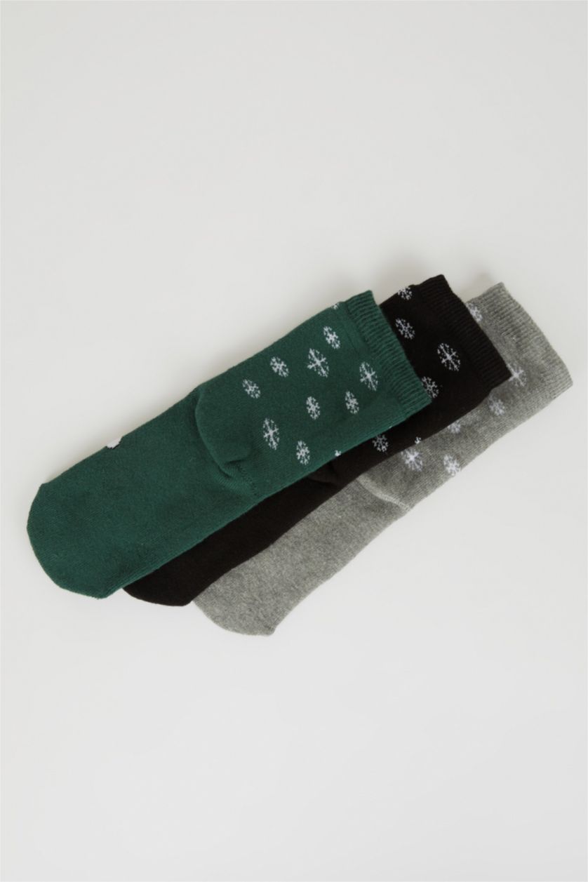 Erkek Çocuk - Genç Erkek Karma Erkek Çocuk Yılbaşı Temalı Pamuklu 3'lü Havlu Çorap