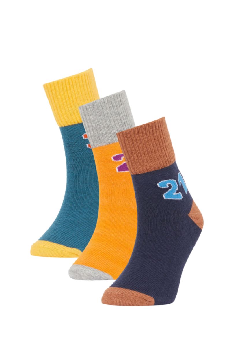 Erkek Çocuk - Genç Erkek Karma 3'lü Pamuklu Uzun Çorap Erkek Çocuk