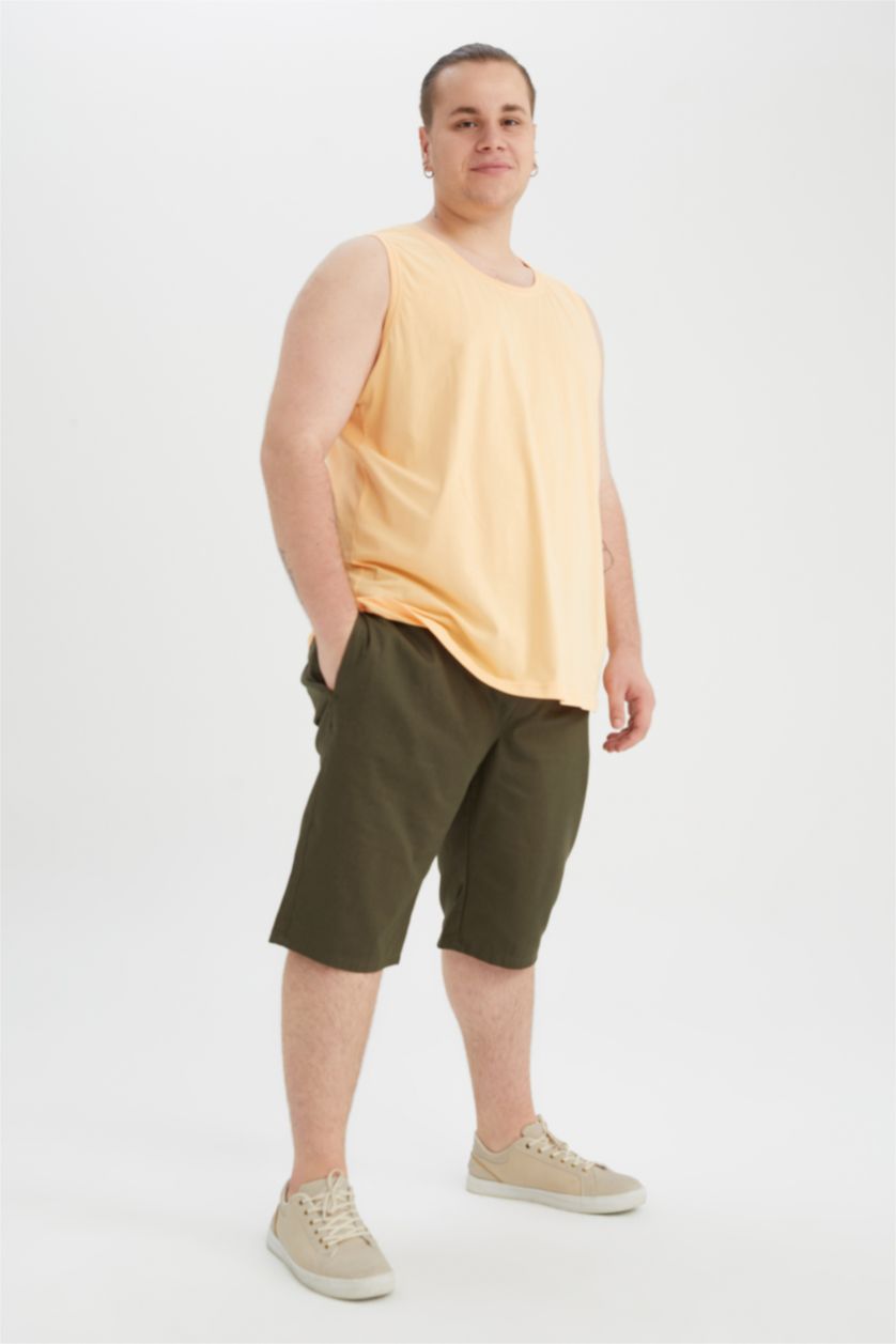 Erkek Haki Regular Fıt Bermuda