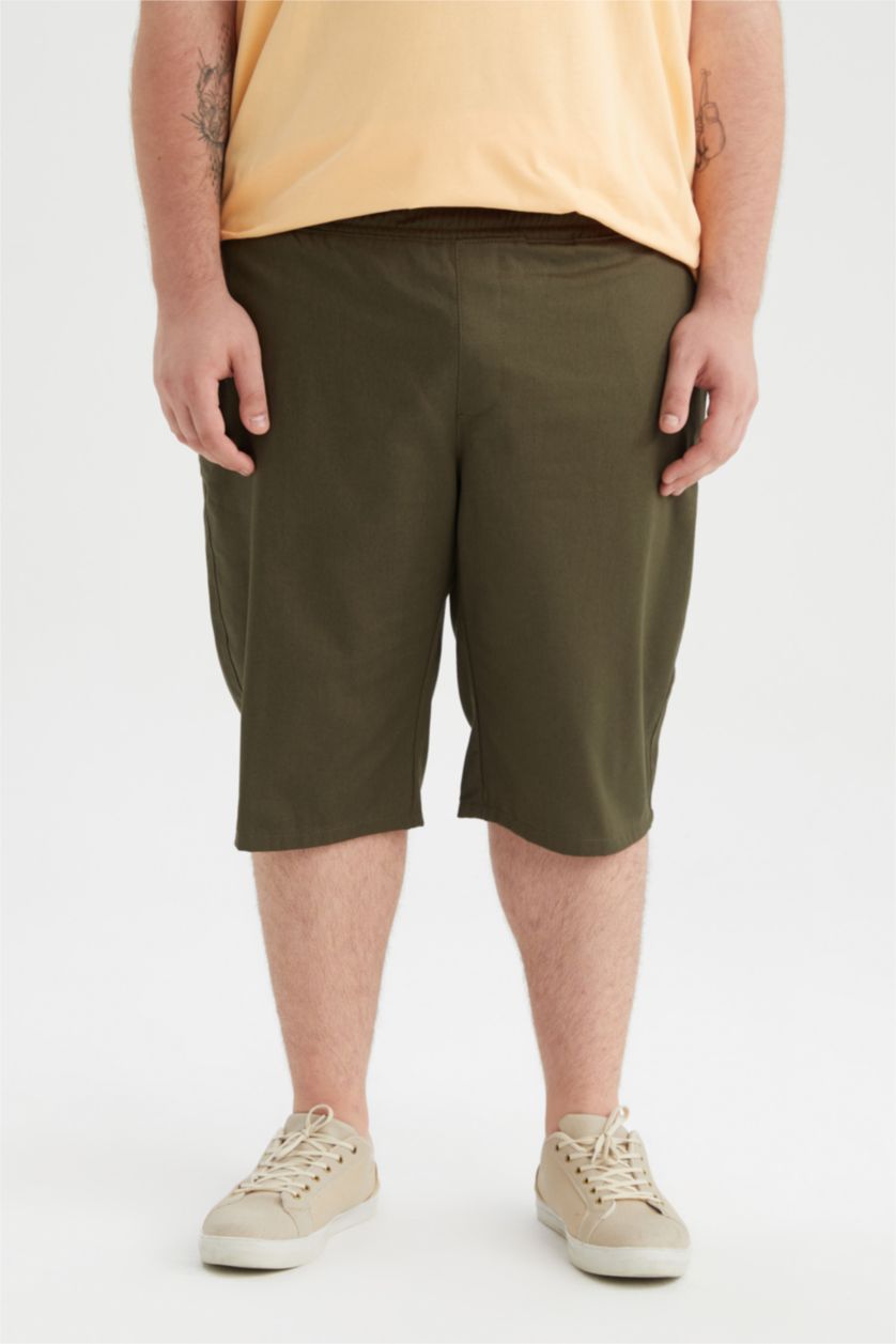 Erkek Haki Regular Fıt Bermuda