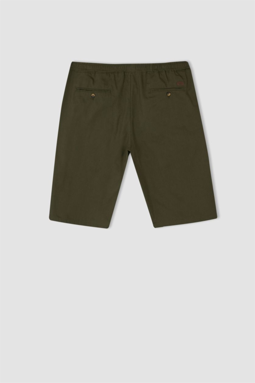 Erkek Haki Regular Fıt Bermuda