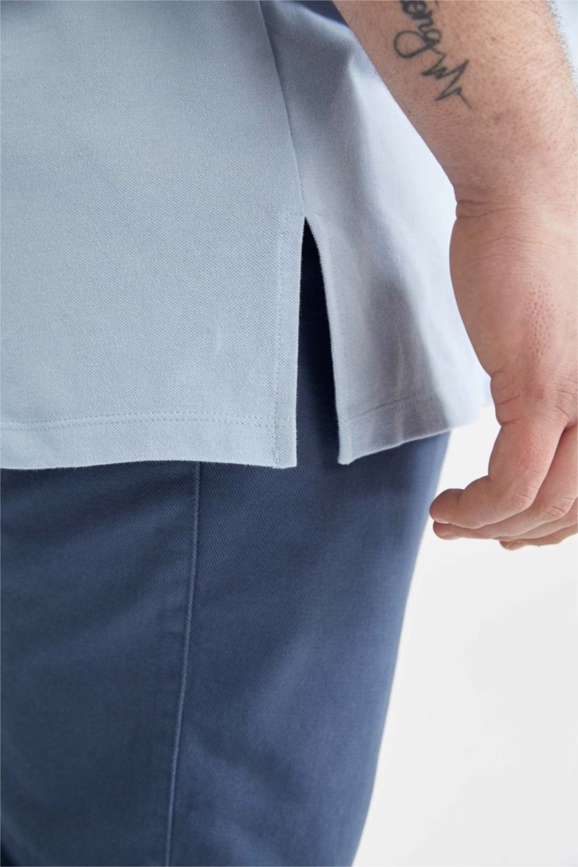 MAN Light Blue Plus Size Regular Fit Polo Neck Short Sleeved T-Shirt