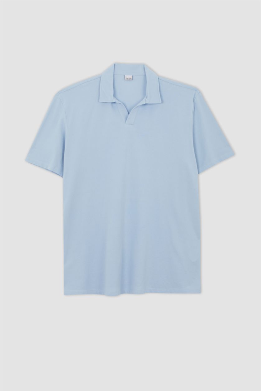 MAN Light Blue Plus Size Regular Fit Polo Neck Short Sleeved T-Shirt