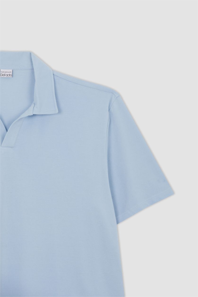 MAN Light Blue Plus Size Regular Fit Polo Neck Short Sleeved T-Shirt